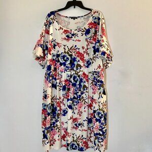 Multi Color Floral Dress 4X Short Sleeve Tralilbee Midi